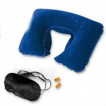 Üçlü Seyahat Seti Kulak Tıkacı Uyku Maskesi Şişme Yastık