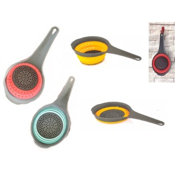 Saplı Silikon Katlanabilir Plastik Katlı Süzgeç