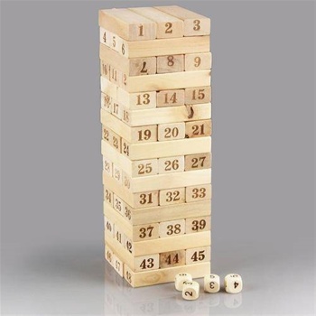 54 Parça Numarasız Zarsız Ahşap Blok Denge Beceri Oyunu