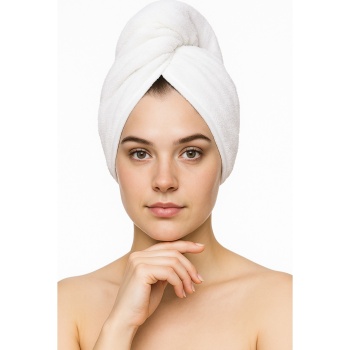 Düğme Lastikli Havlu Bone Saç Bone Pamuklu Saç Bone Bukle Baş Havlusu Saç Kurutma Bonesi