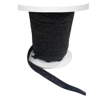 Kadife Kurdele Simli 1 cm Siyah 1 Metre