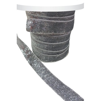 Kadife Kurdele Simli 2 cm Gümüş 10 Metre