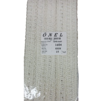® Dantel Polyester Güpür Bant Krem 15 Metre En 3 cm ON-1654-K
