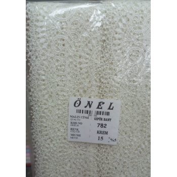 ® Dantel Polyester Güpür Bant Krem 15 Metre En 6 cm ON-782-KR
