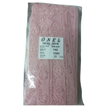 ® Dantel Polyester Güpür Bant Pembe 15 Metre En 3 cm ON-740-P