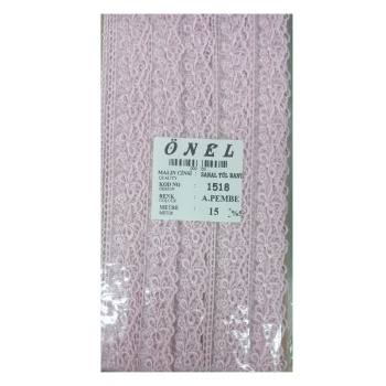 ® Dantel Polyester Sanal Tül Bant Açık Pembe 15 Metre En 3 cm ON-1518-AP