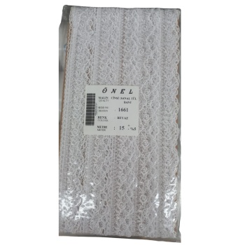 ® Dantel Polyester Sanal Tül Bant Beyaz 15 Metre En 6 cm ON-1661-B