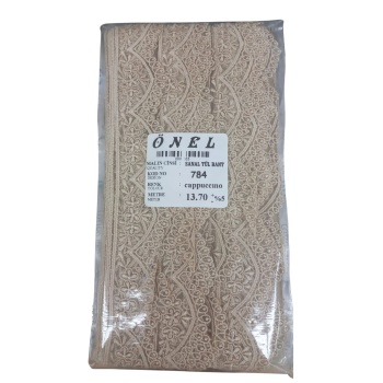 ® Dantel Polyester Sanal Tül Bant Cappucino 13,70 Metre En 6 cm ON-784-C