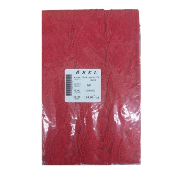 ® Dantel Polyester Sanal Tül Bant Kırmızı 14,60 Metre En 6 cm ON-60-K