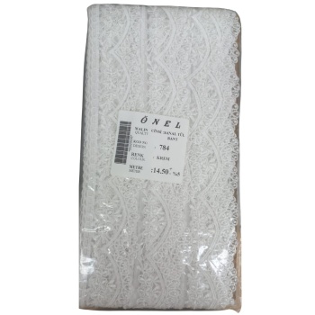 ® Dantel Polyester Sanal Tül Bant Krem 14,50 Metre En 3 cm ON-784-KR