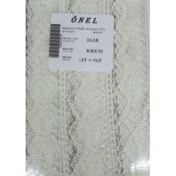 ® Dantel Polyester Sanal Tül Bant Krem 15 Metre En 3 cm ON-1618-KR