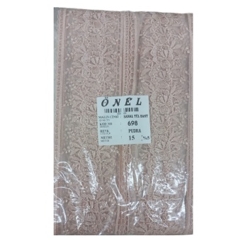 ® Dantel Polyester Sanal Tül Bant Pudra 15 Metre En 6 cm ON-698-PU