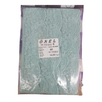® Dantel Polyester Sanal Tül Bant Su Yeşili 14,30 Metre En 6 cm ON-60-SY