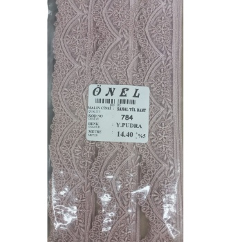 ® Dantel Polyester Sanal Tül Bant Y.Pudra 14,40 Metre En 3 cm ON-784-PU