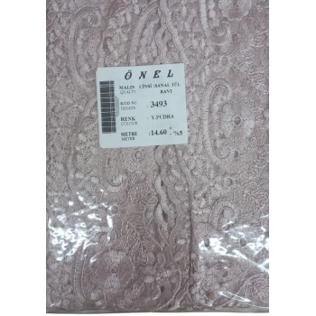 ® Dantel Polyester Sanal Tül Bant Y.Pudra 14,60 Metre En 6 cm ON-3493-PU
