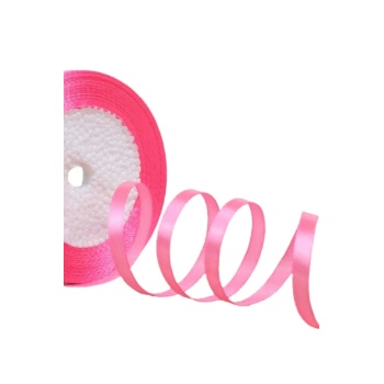 ® Saten Kurdele 6 mm Şeker Pembe 2 Metre