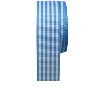 ® Tafta Çizgi Desen Kurdele 25 mm Mavi 2 Metre