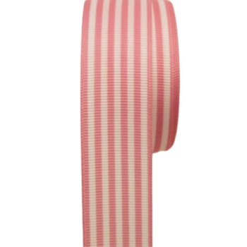 ® Tafta Çizgi Desen Kurdele 25 mm Pudra 1 Metre