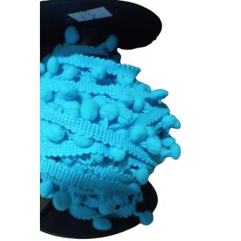 ® Sıralı Ponpon 1 Metre Bebe Mavisi