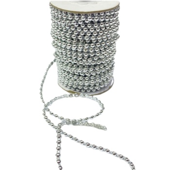 ® Dikilebilir Sıralı İnci Tekli En 1 cm Gümüş 1 Metre