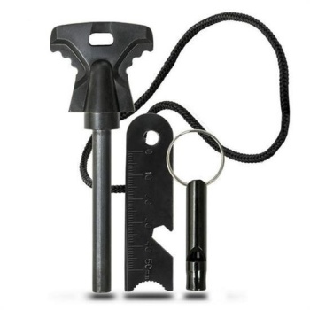 Biyomak®  Acil Durum Magnezyum Çubuk Çakmaktaşı Hayatta Kalma Ateş Başlatıcı Çakmak Kiti Düdük Hediyel