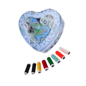 ® İplik Set Teneke Kutu Kalpli Dikiş Seti