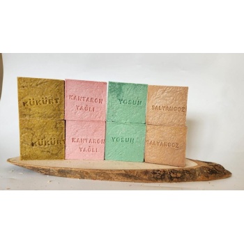 ® Doğal Üretim Sabunu Karışık (Kükürt-Kantaron-Yosun-Salyangoz) 8li Set