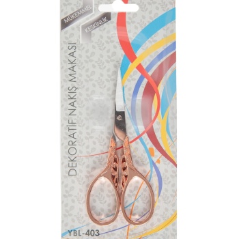 Biyomak® Nakış Makası Dekoratif Açık Bakır Kelebek YBL-403 Model 20