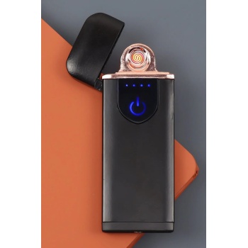 Biyomak® Kapaklı Işıklı  USB Şarjlı Çakmak Alevsiz Elektronik Çakmak Rüzgarda Sönmez Kablo Dahil