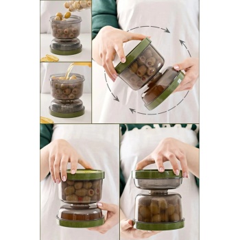 ® Çift Taraflı Süzgeçli  Kapaklı Zeytinlik - Suyu Süzen Zeytin Turşu Saklama Kabı