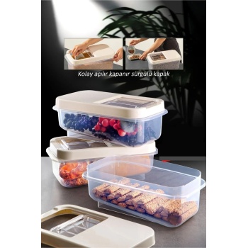 ® Sürgülü Kapaklı 7.5 LT Erzak Bakliyat Un Şeker Saklama Kabı