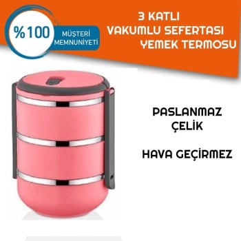 ® Sefer Tası Yemek Termosu Saklama Kabı Termosu 3lü - ÇELİK