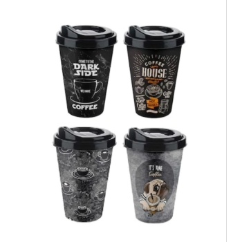 Biyomak® Kahve Bardağı - Kapaklı Desenli 650ML