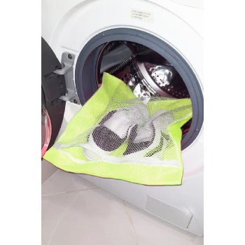 ® Sarı- Fermuarlı - Hassas Çamaşır Terlik  Ayakkabı Yıkama Filesi Büyük Boy