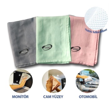 ® İz Bırakmayan Mikrofiber Temizlik Bezi 3lü Set Cam ve Ayna Silme Toz Alma Temizlik Bezi