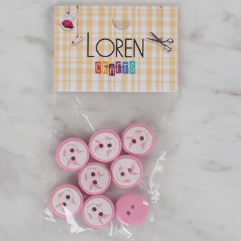 ® Loren Crafts pembe 8 li balık düğme - 571