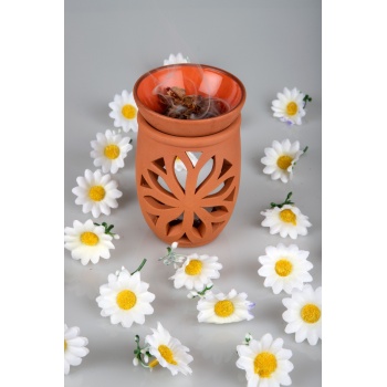 Biyomak® Lotus Çiçeği  El Yapımı Çömlek Buhurdanlık Tütsülük