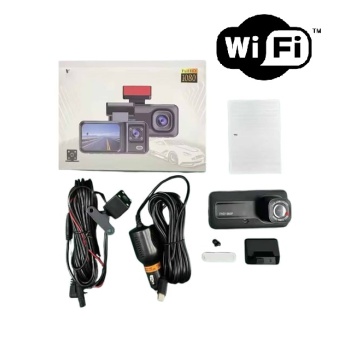Biyomak® Araç Kamerası - 3 Kameralı Wifi Ön , İç ve Arka Full HD DVR Araç İçi Ekranlı Kamera