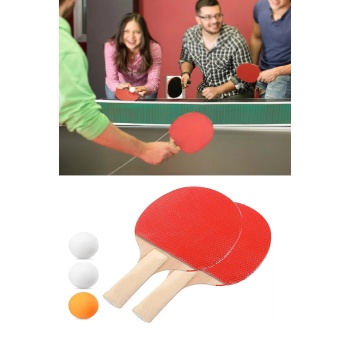 Biyomak® Ping Pong Masa Tenisi Seti Tenis Raketi Seti 2 Raket + 3 Ping Pong Topu  Spor Aksesuarları