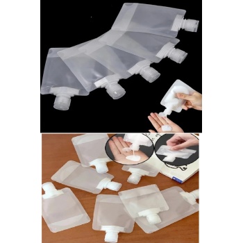 Biyomak® 5 Adet Şeffaf Sıvı Kozmetik Çantaları Seyahat Losyon Şampuan Yüz Kremi El Sabunu Ambalajı