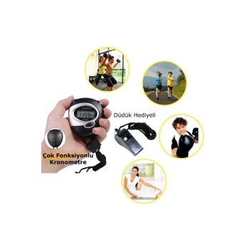 ® Su Geçirmez Spor Sayaç Zamanlayıcı Dijital Kronometre Düdük Hediye