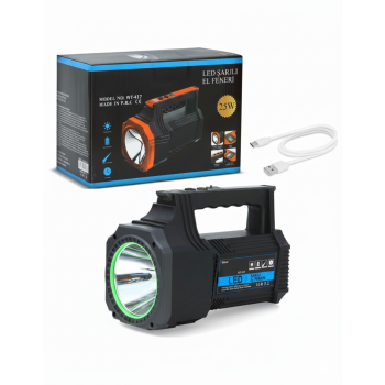 Biyomak® Şarjlı Dev Boy El Feneri 25W Süper Parlak LED El Lambası Kamp, Av ve Güvenlik İçin İdeal