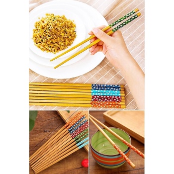 ® Bambu Chopstick Çubuk Yemek Çubuğu Yıkanabilir Tekrar Kullanılabilir (3 Çift- 6 Adet )