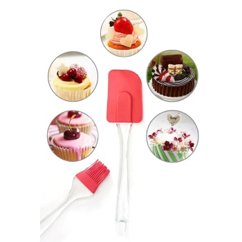 ® 2 Li Set Silikon Pasta - Börek - Poğaça Yağ Fırçası ve Silikon Spatula Seti