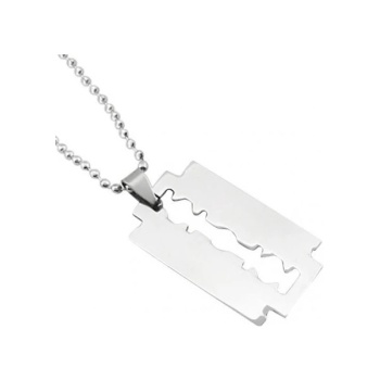 ® Jilet Çelik Kolye - Jilet Model Paslanmaz Gümüş Renk Çelik Kolye