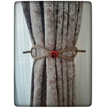 Biyomak® Braçol Kanat Perde Tokası Tül Perde Tutucu Perde Süs Uğur Böceği İle Uğur Gelsin