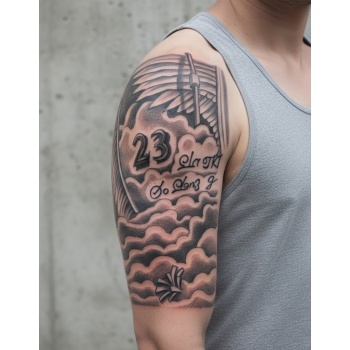 ® Bulutlar Melek Kanatları Geçici Dövme Şablonu Büyük Boy