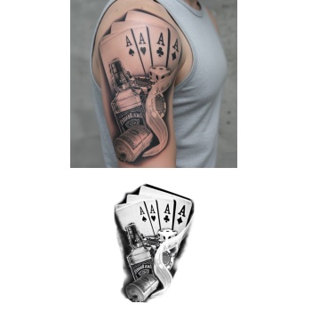 ® İskambil Dolar Zar Geçici Dövme Şablonu Büyük Boy