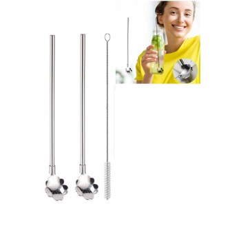 ® Paslanmaz Metal 2 li Kaşıklı Pipet Fırça Seti