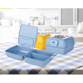 Biyomak® Luna 3 Bölmeli Çatal Bıçaklı Beslenme Kabı - Diyet Kabı - Çatal Kaşıklı